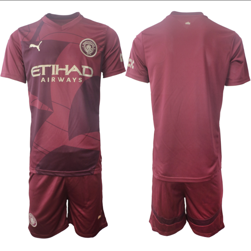 Men 2024-2025 Club Manchester City away red blank Soccer Jersey->indianapolis colts->NFL Jersey